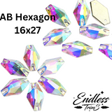 AB Hexagon 16x27 Sew on Rhinestone